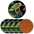 thumbnail image 2 of Frog Set of 6 Microfiber Leather Round Coasters, 11x11 cm/4.3x4.3 in, Cute and Durable Drink Mats for Home and Office, 2 of 6