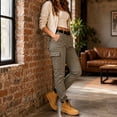 thumbnail image 5 of Women's Wrinkle Resistant Breathable Tactical Cargo Trousers, Reinforced Knee Seams Multiple Pockets Walking Work Jogger Pants Green XXXL, 5 of 6