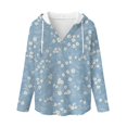 thumbnail image 5 of DISNIMO Flower Printed Hoodies for Women Long Sleeve Sweatshirts Waffle Pullover Tops for Fall Winter, S, 5 of 7