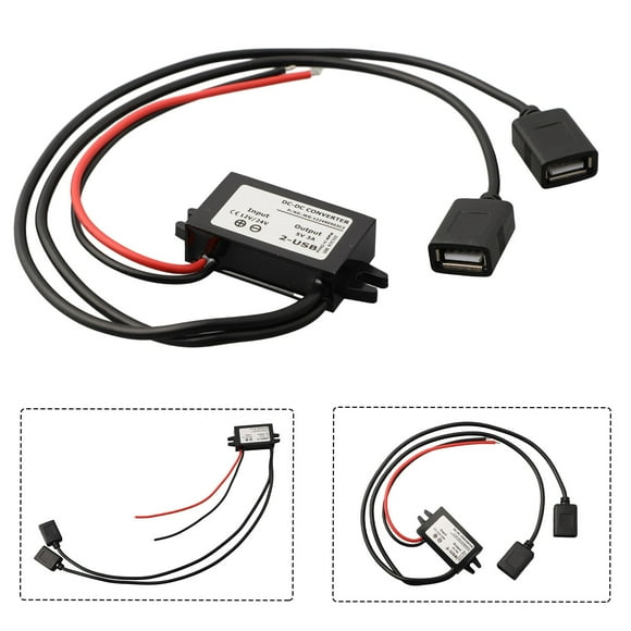 Usb Converter 12V24V To 5V3A Car Charger Adapter Dc Dc Step Down Power Converter