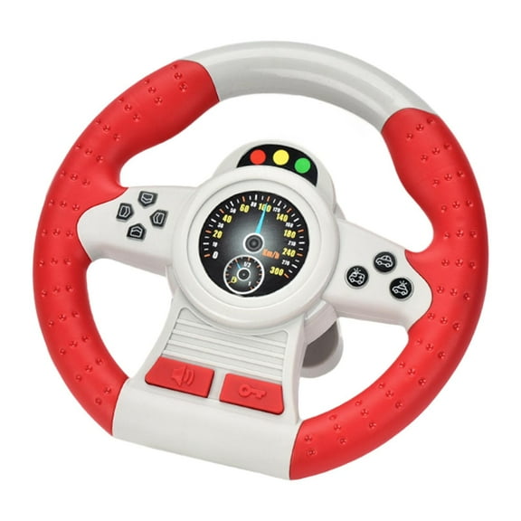 yotijay Simulation Steering Wheel Toy Pretend Play Car Driving Toy with Lights Music for red with base