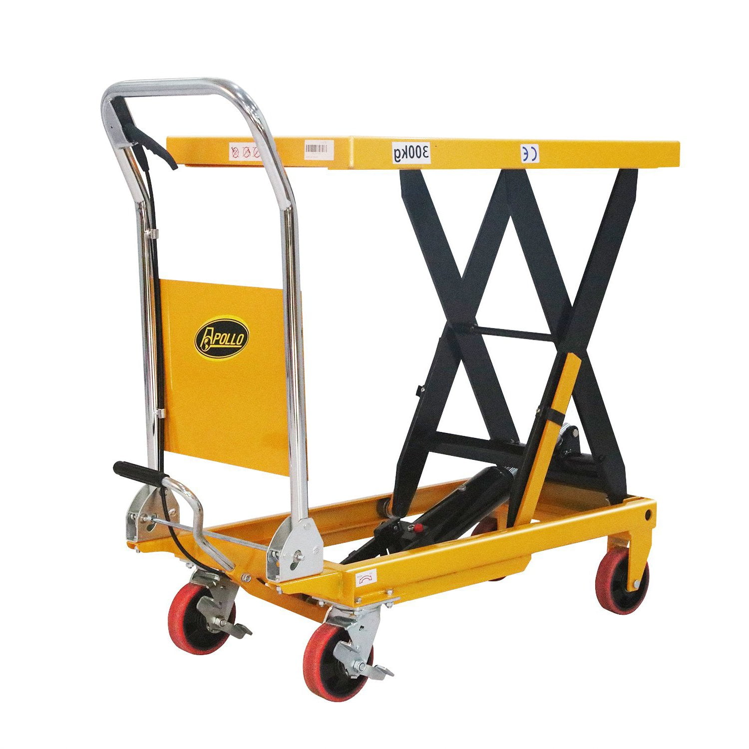 Dual Manual Hydraulic Scissors Lift Table Carts Foot Pump 770 lb Max Load Blue 
