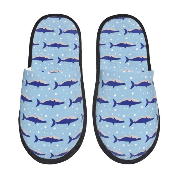 Fotbe Cute Shark Pantuflas Peludas para Mujer con Estampado, Zapatillas de Peluche, Zapatos de Invierno para Casa, Uso Interior y Exterior-Large