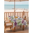 thumbnail image 2 of Outdoor Tablecloth with Umbrella Hole for Patio/Picnic/Party/Camping, Purple Green Botanical Waterproof Table Cloth Rectangle Table Cover Washable, Spring Floral Summer Rustic (60"x 84"), 2 of 8