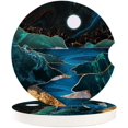 thumbnail image 1 of RYLABLUE Moon and Mountain Marble Texture Set of 6 Car Coaster for Drinks, Absorbent Ceramic Stone Coasters Cup Mat with Cork Base for Home Kitchen Room Coffee Table Bar Decor, 1 of 5