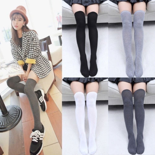 Womens Long Sexy Over The Knee Cotton Socks Thigh High Soft Cotton Stockings