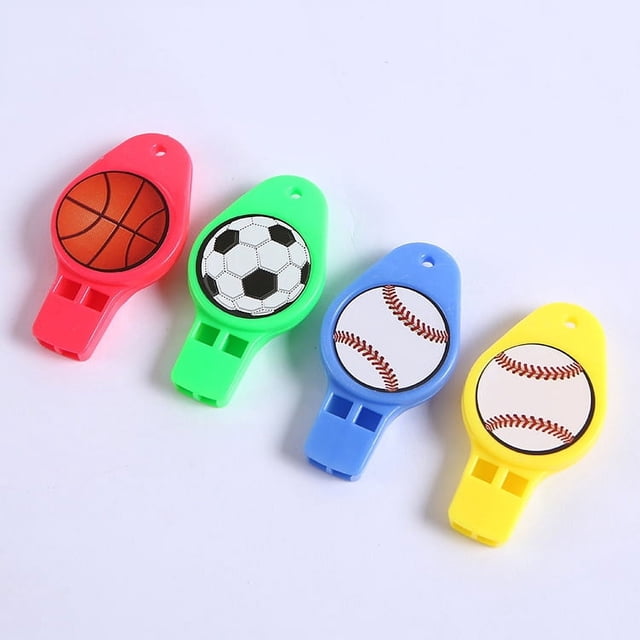 Silbato de dibujos animados con expresión de fútbol, silbato de árbitro, juguetes de plástico para niños