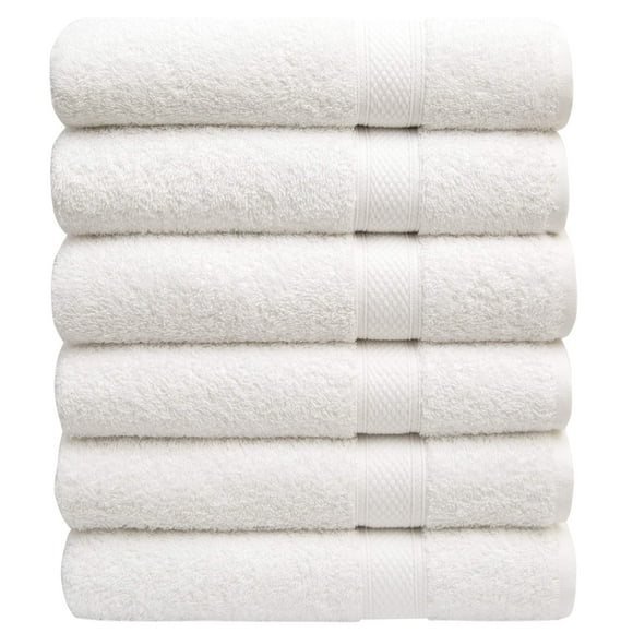 Juego de toallas Pleasant Home Bath, 100% algodón, 515 g/m², 6 unidades, color blanco