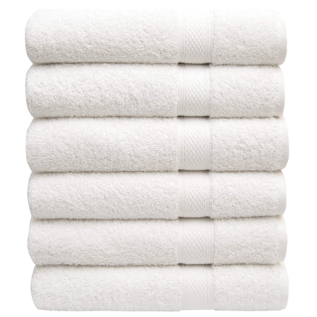 Juego de toallas Pleasant Home Bath, 100% algodón, 515 g/m², 6 unidades, color blanco