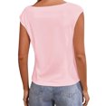 thumbnail image 4 of Summer Short Sleeve Solid Color Women Square Neckline Casual Tee Tank Shirt, 4 of 4