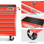 DNA Motoring TOOLS-00264 7-Drawer Red Plastic Top Rolling Tool Cabinet with Keyed Locking System