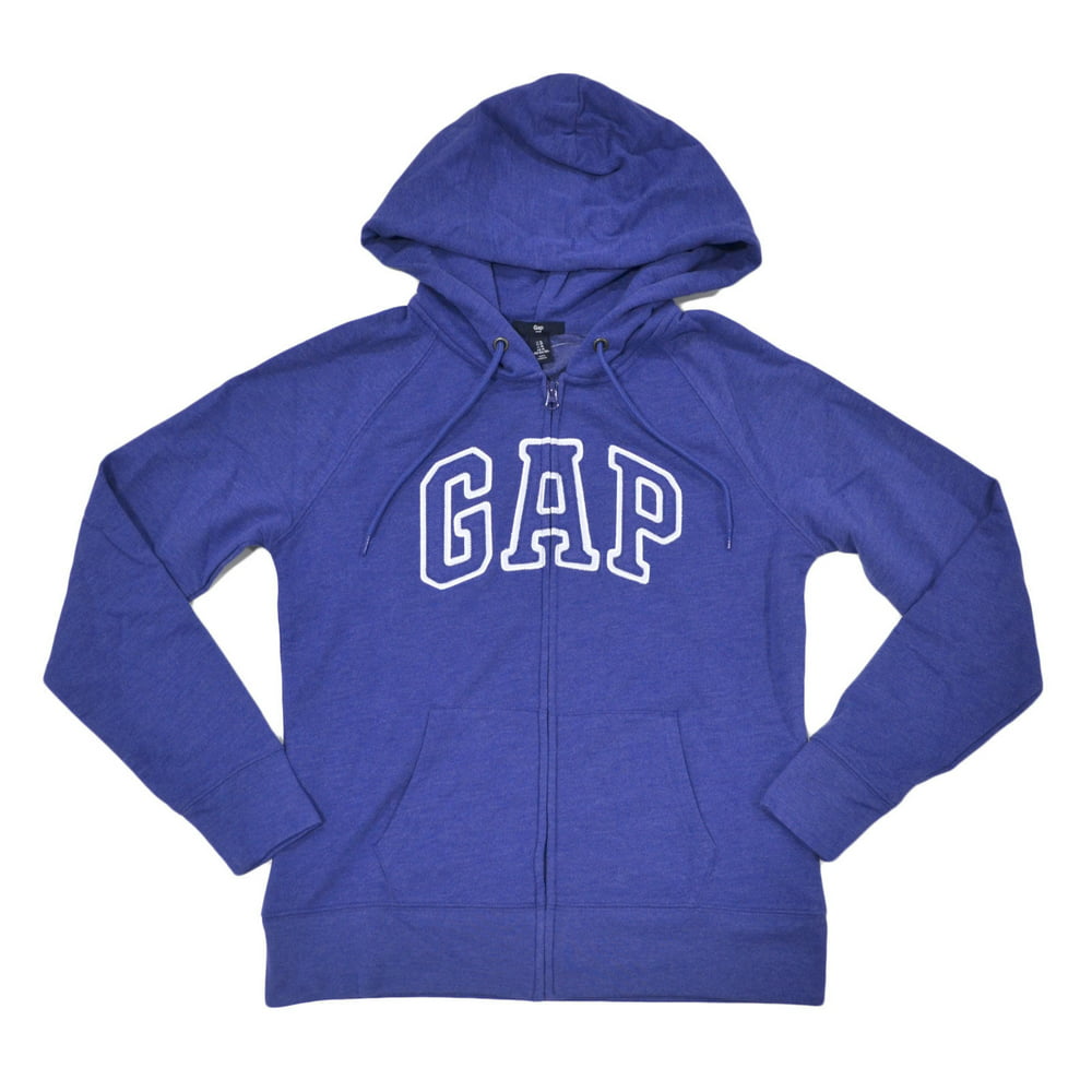Gap - GAP Womens Fleece Arch Logo Full Zip Hoodie (XL, Heather Blue ...