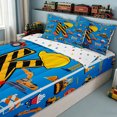 thumbnail image 3 of meiyoeat Construction K Initial Hard Hat Zipper Comforter Set with Fitted Sheet and 2 Pillowcases, Cartoon Truck Zipper Bedding Set for Boys Girls, Blue, Polkadot Reversible, 3 Pieces, 3 of 6