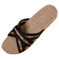thumbnail image 3 of Women's Slippers Men Home Summer Cross Strap Ladies Casual Shoes Linen Slippers, 3 of 4