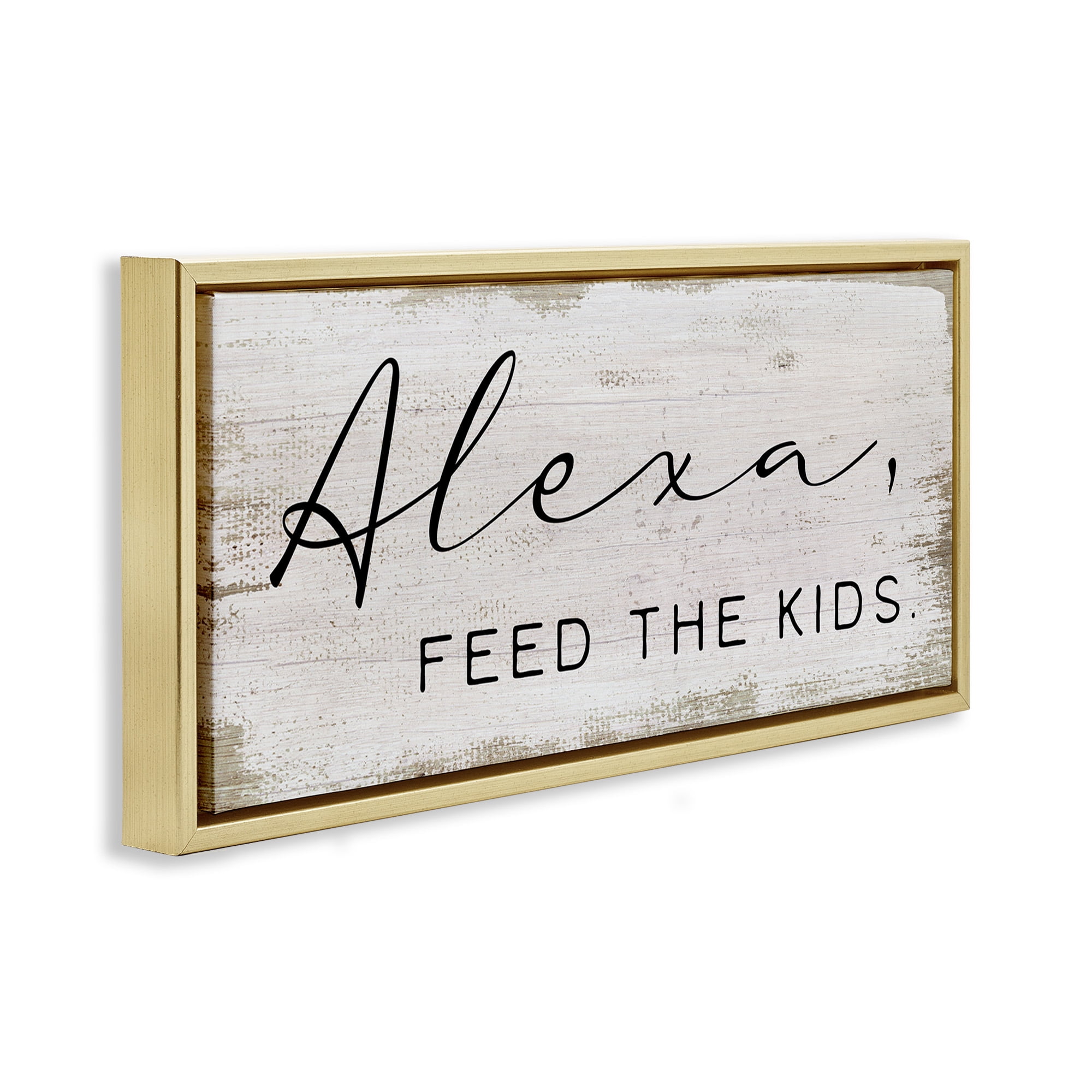 Stupell Industries Feed The Kids Humor Typography Painting Gold Floater Framed Canvas Art Print Wall Art, 31 x 14
