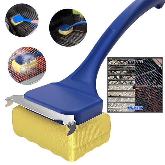 Grill Brush for Outdoor Grill, Bristle Free Steam Grill Brush with Sus304 Stainless Steel Scraper, BBQ Brush Non Metal Bristles, Grilling Accessories Fit Most Grills, Gifts for Men Dad Husband