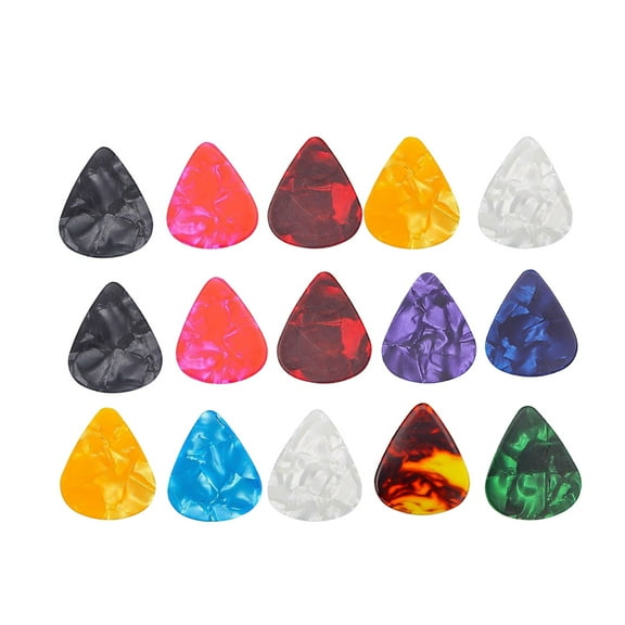 Pebbuoy 15Pcs 0.5/0.75/1.0MM Colorful Celluloid Guitar Pick Ukulele Bass Acoustic Folk Electric Guitar Plectrum Guitar Accessories