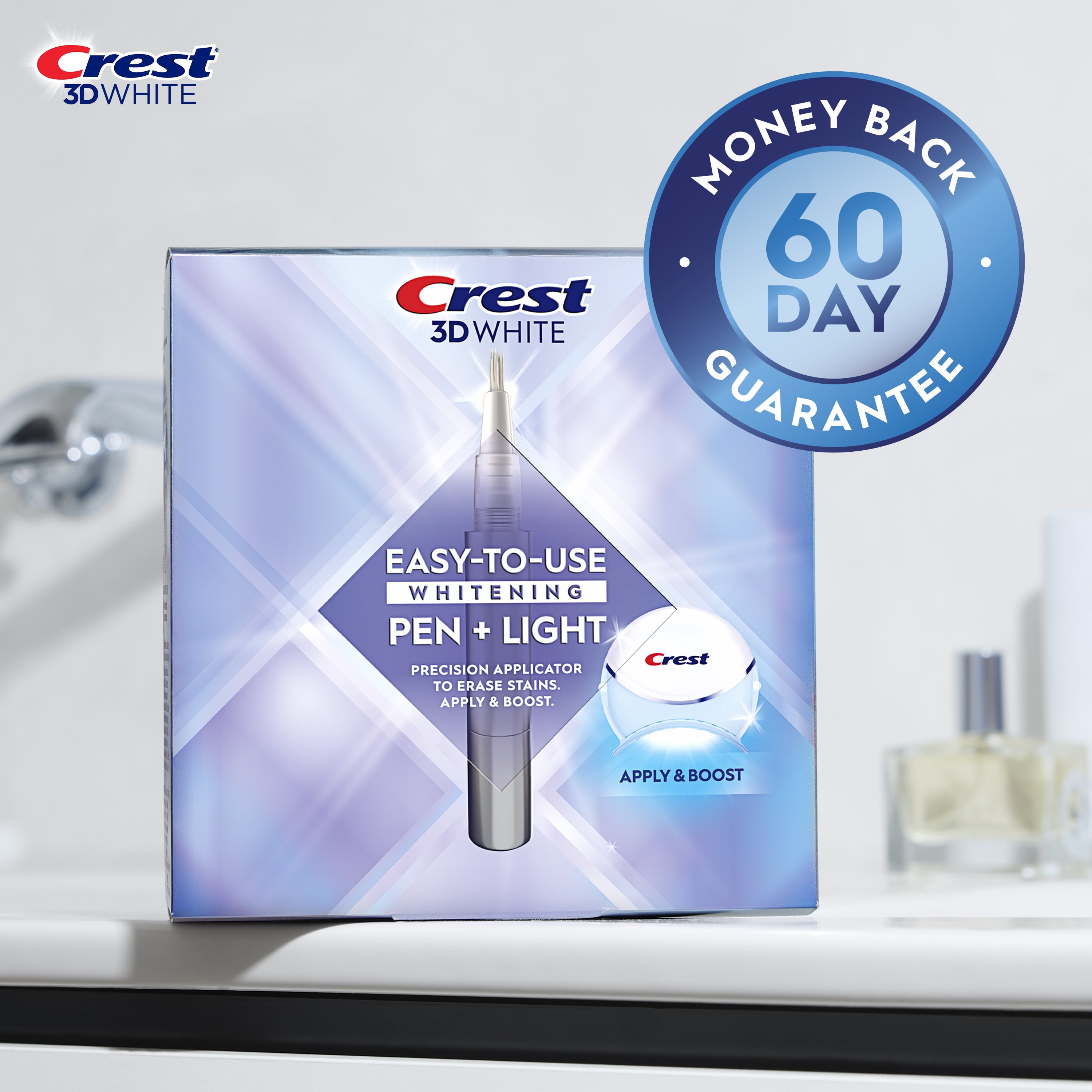 Crest 3DWhite Easy-to-Use Teeth Whitening Pen + Light, 1 Teeth Whitening Pen and 1 Light