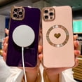 thumbnail image 4 of Compatible for iPhone 11 Pro Max 6.5 Inch Plating Heart Case with Magsafe, TPU Shockproof Cute Case for Women Girl Camera Protection Back Cover for iPhone 11 Pro Max Purple, 4 of 14