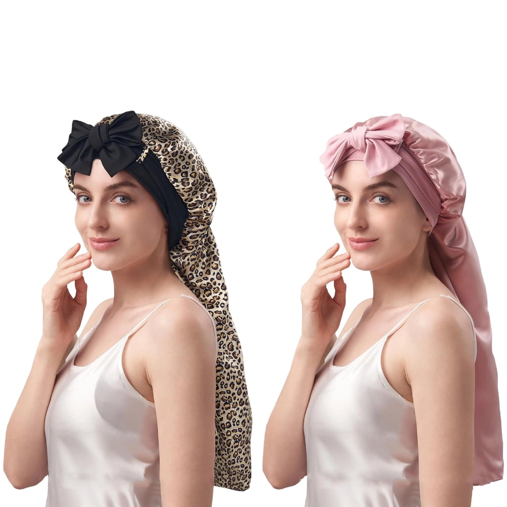 MOMOJIA Fashion Silk Bonnet Sleep Headwrap Elastic Hair Wrap for Curly Hair Soft Night Headwrap Sleep Head Wrap Sleeping Bonnets