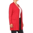 thumbnail image 2 of Women's Plus Size Casual Long Sleeves Loose Fit Side Pockets Solid Cardigan, 2 of 5