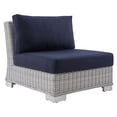 thumbnail image 1 of Modway Conway Modern Rattan & Fabric Outdoor Armless Chair in Light Gray/Navy, 1 of 9