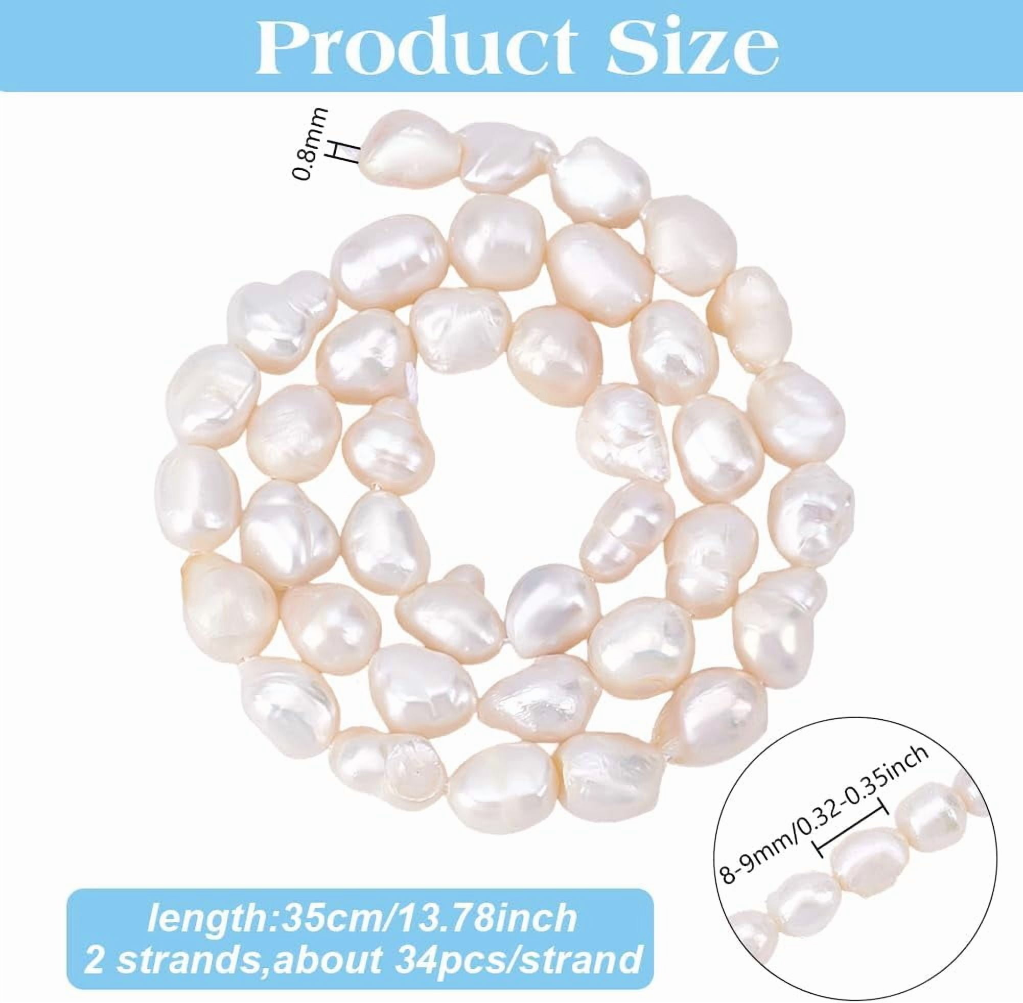 68Pcs Natural Cultured Freshwater Pearl Bead Strand Loose Bead Bulk Irregular Pearl Beads Seashell Color for DIY Bracelets Earring Necklace Jewelry Making CraftHole:0.8mm Brown