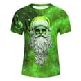thumbnail image 2 of Mens Polo T-Shirt Christmas Short Sleeved Round Neck Daily Santa Mens Festival Clothing,Light Green,XL, 2 of 3