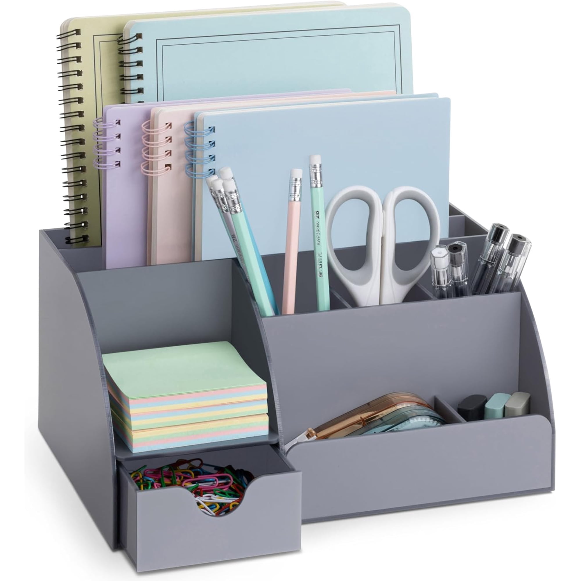 Grey Desk Organizer 9 Compartments Office Supplies and Desk Accessories Organizer Office Decor Desktop Organizer (Gray)