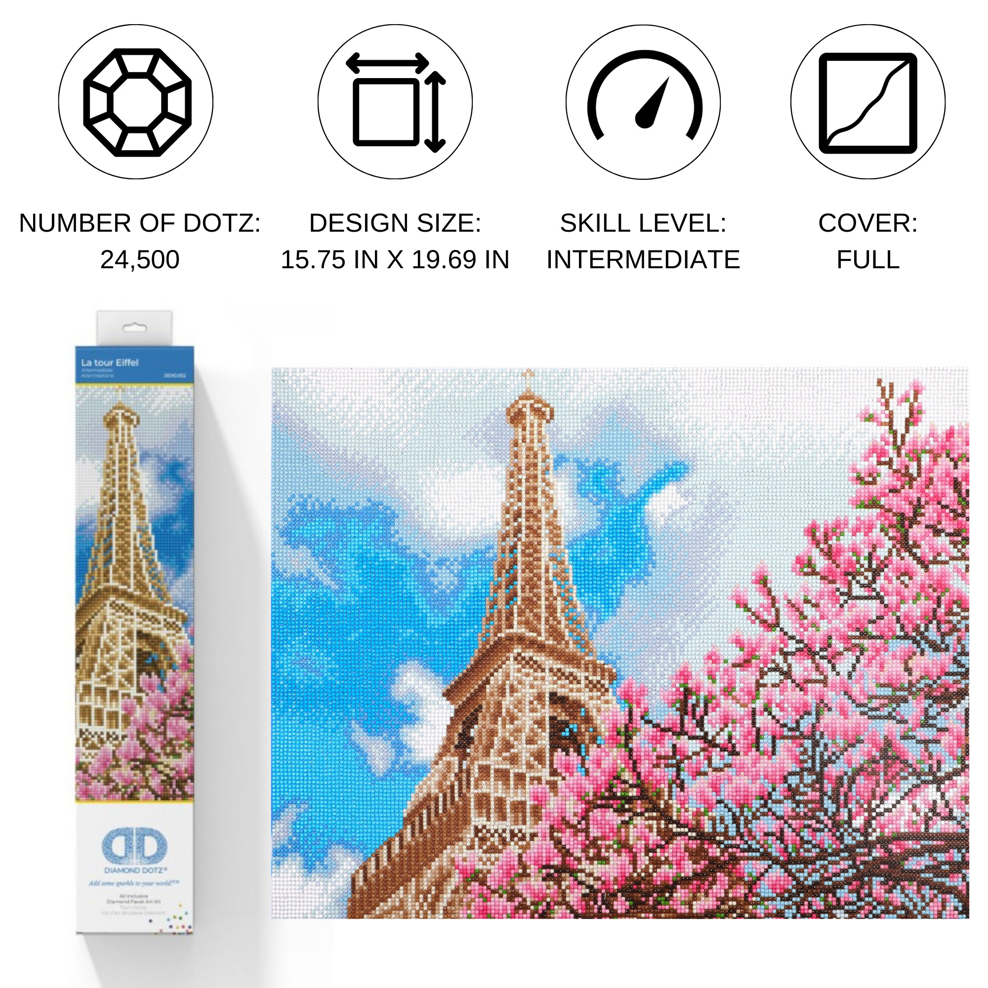Diamond Dotz La tour Eiffel Diamond Painting Kits for Adults - Diamond Art Kits a Relaxing Creative Craft Kit with Dotz Gems 15.8x19.7