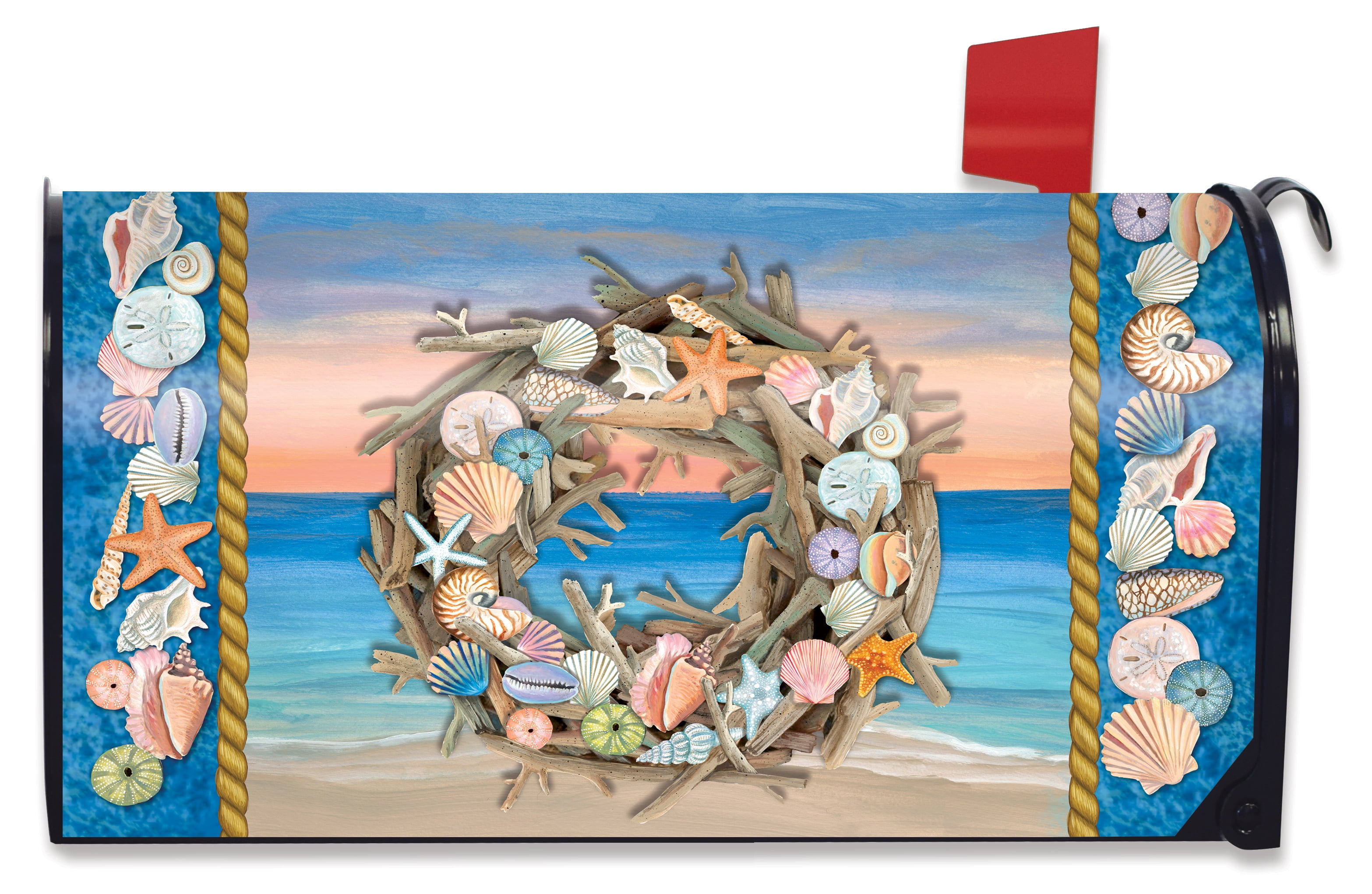 Driftwood Wreath Summer Mailbox Cover Nautical Standard Briarwood Lane