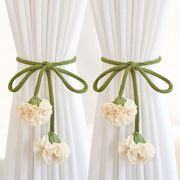 Flower Curtains Tiebacks Curtain Holder Tie Backs for Curtains Braided,Cute Flower Curtain Ties Decorative Rope for Bedroom Window Treatment