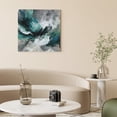 thumbnail image 2 of Wall Art Prints, Abstract Teal Framed Canvas Prints for Bedroom Living Room Bathroom Office, Modern Geometric Grey Green Waves Gallery Wrap Wall Art Poster for Gifts Home Decor 16"x16", 2 of 9