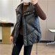 thumbnail image 3 of Chalecos para mujer, chalecos de algodón con plumón de pato, cárdigans casuales sin mangas con cuello alto, chaquetas vintage de gran tamaño, chaquetas sólidas, blusas para mujer, 3 of 4