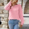 thumbnail image 4 of Women's Hollowout Long Sleeve Knit Pullover Top Loose Fit Crewneck Sweater For Daily Wear Office Outing Holiday Outfits, 4 of 9
