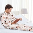 thumbnail image 6 of Fotbe Milk Tea Pattern Long Sleeve Pajama Set for Men,Sleepwear Set,2-piece Loungewear Set,Soft PJs Comfy Nightwear with Pockets-Large, 6 of 7