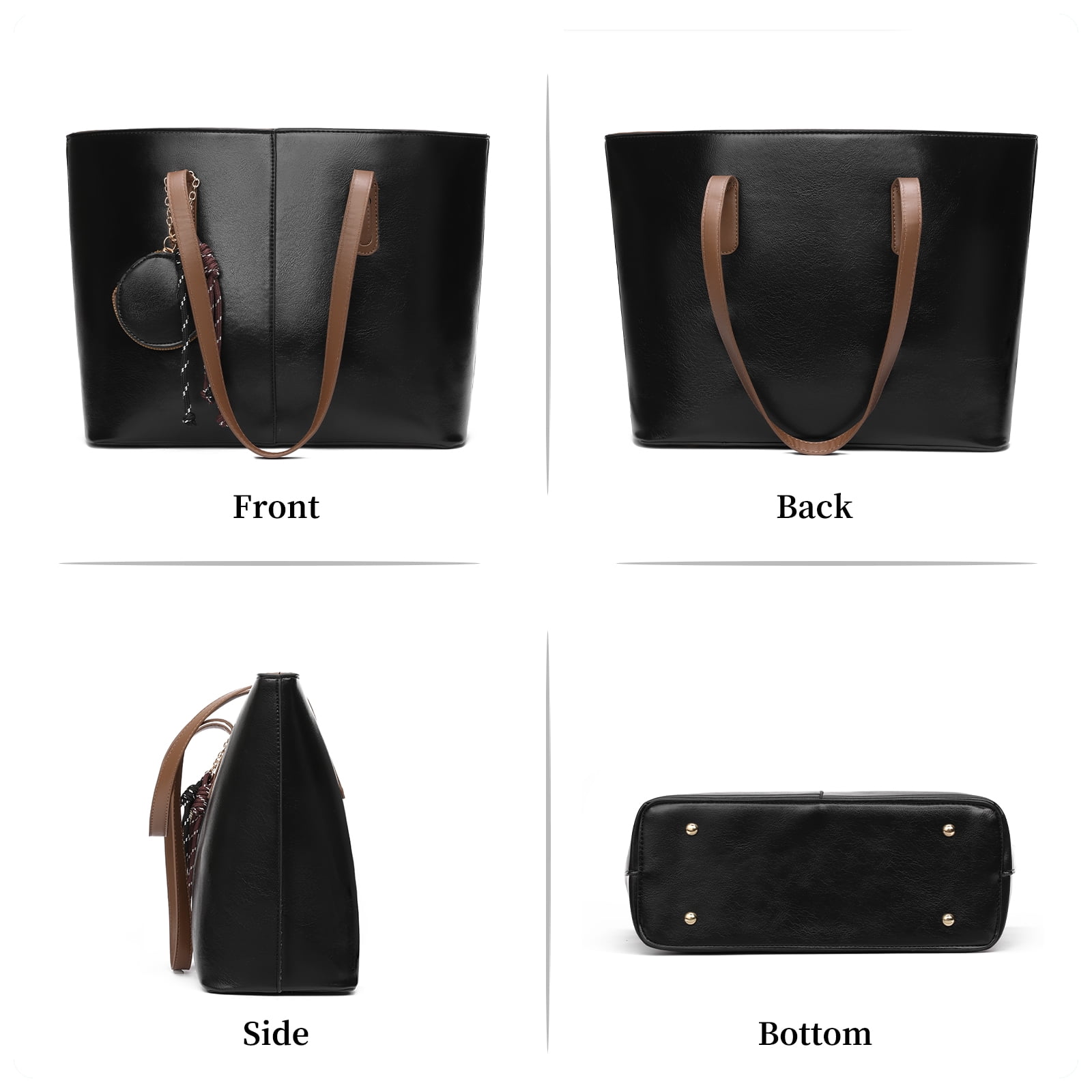 SENDEFN Tote Bags with Zipper Leather Purses and Handbags for Women Large Hobo Shoulder Bag