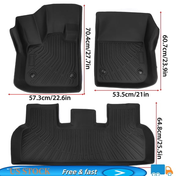 3Pcs/Set Car Floor Mats for Fisker Ocean 2023-2024 All-Weather Automotive Floor Mats Waterproof Heavy Duty Car Mats Flexible Floor Liners
