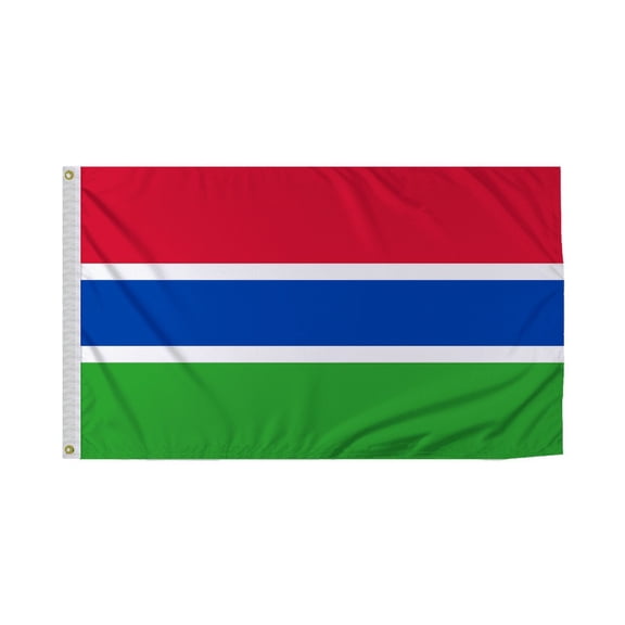 Promopatriot Gambia Country Flag 3x5 Ft Outdoor Nylon Double Stitched Edges Canvas Header Brass Grommets 3'x5' Gambia