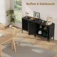 thumbnail image 6 of Brafab Farmhouse Sideboard Cabinet with Natural Rattan Doors,63"TV Stand for TVs up to 55 Inch, 2-Pack, 6 of 8
