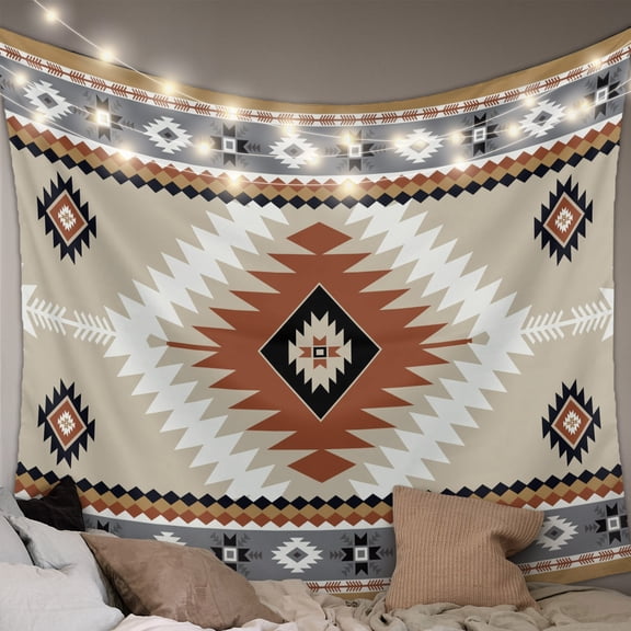 Brown Gray Boho Small Tapestry for Bedroom Wall Hanging Tapestry,Southwestern Ethnic Abstract Geometric Ceiling Backdrop Tapestries Poster Blanket Wall Decor for Teens Room Living Room Dorm 23" x 28"
