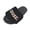 Black, variant on Women's Flat Slippers Crystal Metal Chain Slip on Sandals Fluffy Feathers Non Slip Breathable Summer Fashion Beach Shoes Khaki Size 6.5