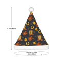 thumbnail image 3 of Kowoue Wild West Golden Horseshoe Pattern Santa Hat Christmas Hats for Adults, Holiday Unisex Velvet Comfort Xmas Hat for Women Men, 3 of 6