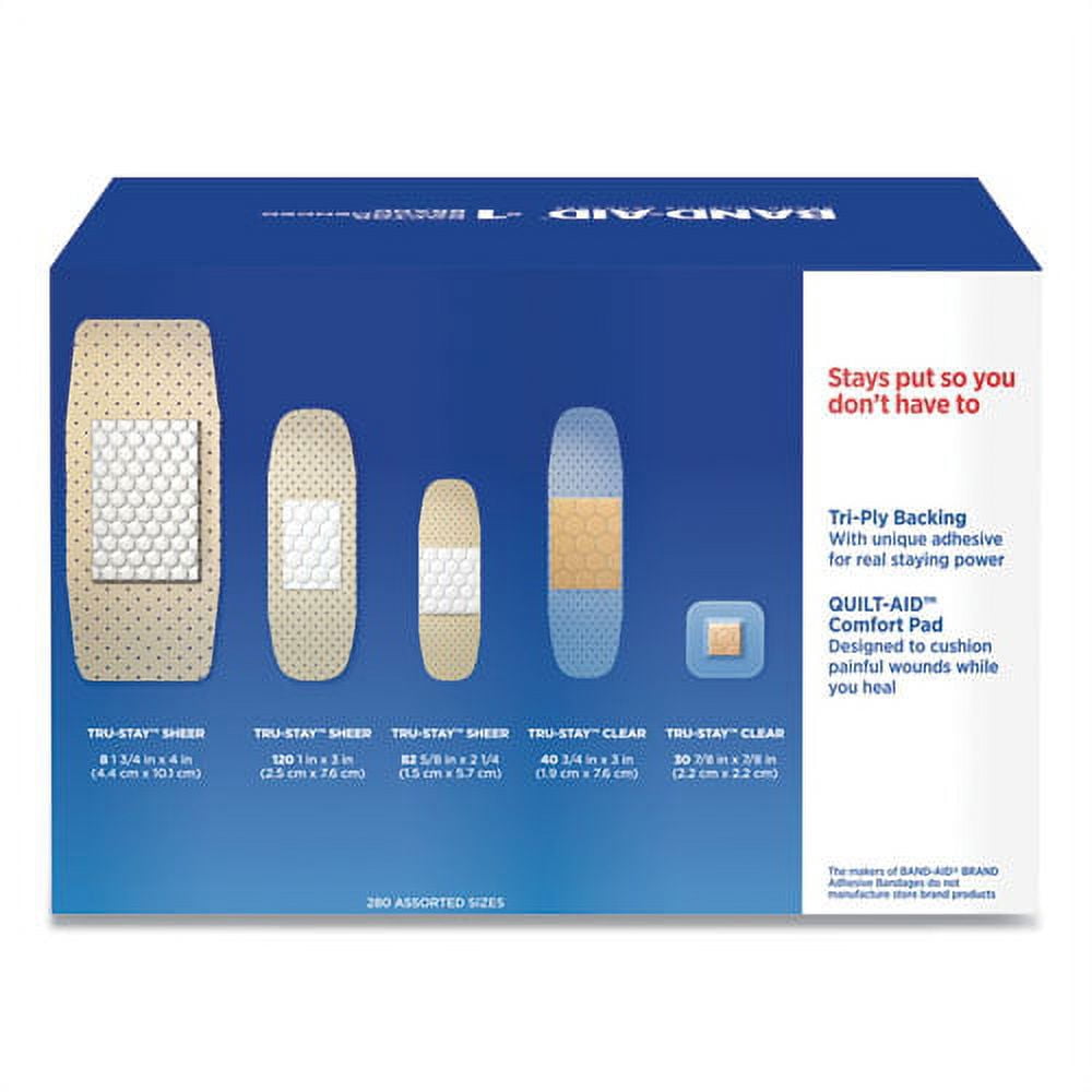Sheer/wet Adhesive Bandages, Assorted Sizes, 280/box | Bundle of 5