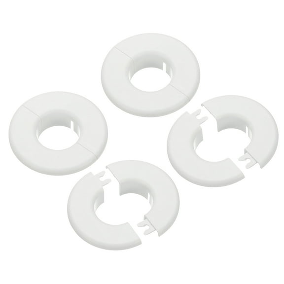 Wall Split Flange 1.5" (37mm), Round Detachable Escutcheon Plate Buckles Water Pipe Cover, White 4Pcs
