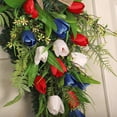 thumbnail image 7 of AYktou Patriotic Wreaths for Front Door, Independence Day Teardrop Swags Wreath Artificial Tulip Ears Bows Red White Blue Border Hanging Ornaments for Front Door Wall Indoor Outdoor Home Decor, 7 of 7