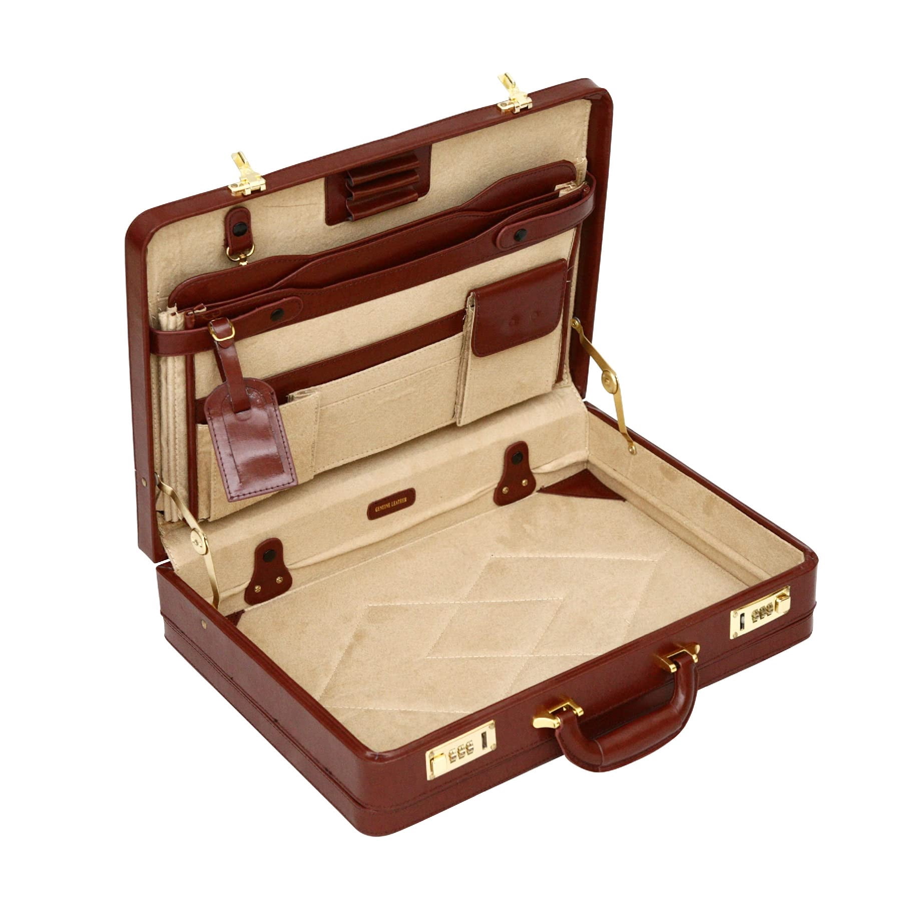 Tassia Expander Leather Attache Briefcase