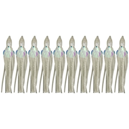 CHAXIN 10Pcs Luminous Squid Skirts Lure 5cm/6cm/10cm Artificial Octopus Soft Bait Octopus Fishing Trolling Bait Outdoor Fishing Accessories