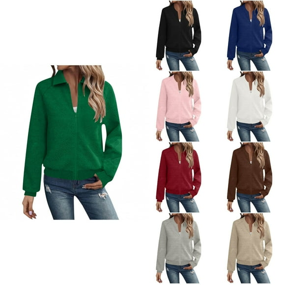 NJDVHB Womens Winter Coats,Sweater Jacket for Women Trendy,Oversized Sweaters for Women Casual Solid Long Sleeved Zipper Plus Size Sweater Jacket,Black,L