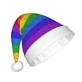 thumbnail image 2 of Fuzoiu Colorful Glitter Rainbow Print Santa Hat Christmas Hat for Adults,Santa Hats with Pompom, Unisex Xmas Holiday Hat for Christmas New Year Festive Party Supplies, 2 of 6